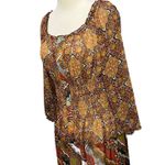 Anthropologie  Fig And Flower Maxi Dress L Petite Multi Paisley Sheer Tiered Boho Photo 2