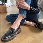 Sam Edelman Laurs Black Leather Loafers Shoes Women's 8.5 Black Platform Chunky Photo 0