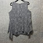 Fever Top Large Black White Print Sleeveless Layered Tunic Blouse Lined Sheer Photo 6