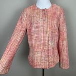 Talbots  Tweed Blazer Jacket Women 10 Pink Orange Full Zip Career Office Workwear Photo 15