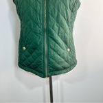 Laura Scott  Size S Puffer Vest Green Quilted Taupe Faux Fur Outdoors Cozy Layer Photo 10