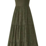 BTFBM Army Green Summer Eyelet Midi A Photo 0