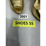 Steve Madden Womans Steven By Lollyy 9m Gold Leather Peep Toe Cut Out Heel Pumps Photo 9