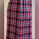 Blair Boutique Vintage Red White Gray Black Plaid Midi Skirt SZ 10 Wool Blend Photo 3