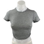 Lululemon All It Takes Gray Striped Ruched Short Sleeve Crop Tee T Photo 0
