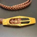 Vintage Brown Snakeskin Leather Gold Photo 15