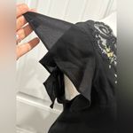 Oscar de la Renta  Black Maxi Slip Dress with Floral Embroidery Size S Photo 5