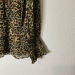 Tahari  Leopard Blouse Womens Large Bell Sleeve Ruffle Front Gathered Cuff‎ Photo 2