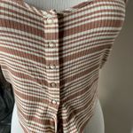 Privacy Please  Brown Cream Ribbed Bodysuit Sz Small Wrap Waist Photo 4