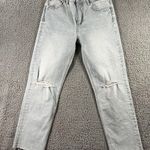 ZARA Jeans Women 6 High Rise Straight Leg Distressed Light Wash Denim Pants Photo 0