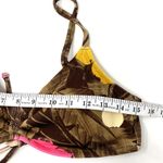 Aerie NWOT Brown Tropical Hawaii Ribbed Cinched Scoop Beach Bikini Top L Photo 1