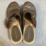 Lower East Side  9.5 Vintage 90s Y2K brown Leather Slip On Chunky Platform Mules Photo 4