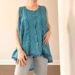 Johnny Was Blue Buttoned Relaxed Tank Top Photo 2