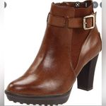 Etienne Aigner Brown Buckle Heeled Booties Photo 0