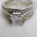 New Romantic Bridal Set Crystal Rhinestone Silver Tone Size 5 Rings Photo 2