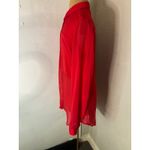 Free People Sheer Button Down Red Blouse M Cherry Girl Boho Coquette Holiday Photo 2