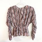 MISA Los Angeles Top Kesara Blouse in Snake Pink & Black Peplum Sz XS NWT Photo 9