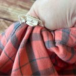 Hem & Thread Women’s  Flannel Shirt Orange Blue Frayed Edges Size Large Oversized Photo 2