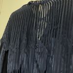 Alice + Olivia Callan Silk Romper striped blue long sleeve size US 4 Photo 5