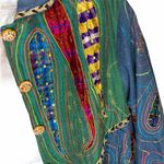 Anage Denim Embellished Paisley Jacket Sz Large Blue Photo 9
