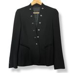 Escada Wool Blazer Jacket German Design Size 34 Grommet Detail MISSING BUTTON Black Photo 0