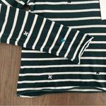 The Great NWT The Long Sleeve Crop Tee Emerald Stripe w/ Multi Folk Embroidery Photo 2