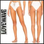 Lovewave Revolve White Lace-up High Waisted Bikini Bottom MEDIUM Corset $98 NEW Photo 6