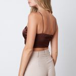 Cotton Candy LA Satin Strappy Tie Top - Brown Photo 3
