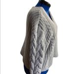 Alya , Oversized, Cable Knit,Chunky, Gray Sweater,Size Medium,3/4 length sleeves Photo 4