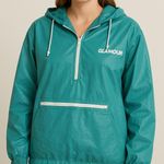 American Vintage Vintage 90s 1990s glamour Teal pulllover PVC windbreaker jacket Photo 0