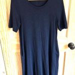 Chico's Chico’s Seamed Cotton Slub T-Shirt Dress Navy Blue. Size 4/ 0. Photo 0