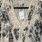 Allison New York Jules Blouse Cream Black Size Large NWT Ruffles Cuffs Lace Trim Photo 3