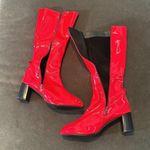 Women’s Shiny Red Knee High Zip Up Block Heel Boots Size 12 NEW Photo 9