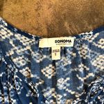 Sonoma Women’s Small Aztec Blue White Sleeveless V-neck Top Photo 5