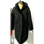 NWT $675 Jane Post S Womens Reversible Cocoon Coat Faux Fur Black Soft Warm Hood Photo 5