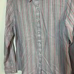 NWT J Jill Button Up Sz XS Vertical Stripe Long Sleeve Gray Pink Office Business Photo 5