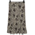 Source Unknown Womens Size Small Reversible Floral Print Midi Skirt Black Tan Ruffle Hem Rayon Photo 1