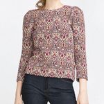 ZARA shiny jacquard metallic sweater keyhole top Photo 0
