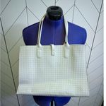 Light Gray Basket Weave Faux Leather Tote Purse Carry on Travel Everyday Basic Photo 1