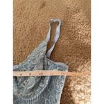 Vintage baby blue embroidered cupped bow tie sheer lace bodysuit size small Photo 8