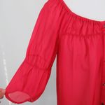Anthropologie VANESSA VIRGINIA Silvi Red Silk Sheer Peasant Blouse Womens Size S Photo 4
