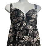 Torrid Black Grey Floral Retro Tankini Top Plus Size 1F Slit Swimwear Women Photo 0