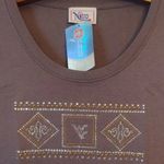 NEW West Virginia Mountaineers Women's 3/4 Sleeve Gray Rhinestones Top Small Photo 3