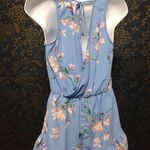 fab'rik  Blue Floral Deep V Romper Photo 1