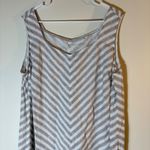 J. Jill Love Linen Chevron Stripe Sleeveless Dress Beige White Size XL Tan Photo 1