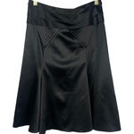 Just Cavalli Black Satin Skirt Size 38 Italy Designer Fit & Flare Panel Detail Photo 0