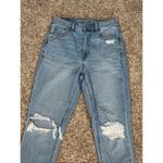 American Eagle Mom Jean Ripped Knees Distressed Denim High Rise Size 2 Blue Photo 8