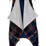 Paper Crane Womens Tartan Plaid Wool Blend Vest Sz Small Ethereal Sherpa Pockets Photo 0