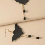 NWT Spooky Bats. Fun Halloween Pierced Earrings W Dead Dangles Black Photo 3