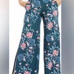 Anthropologie Endless Rose Teal Floral Wide Leg Pants Photo 1